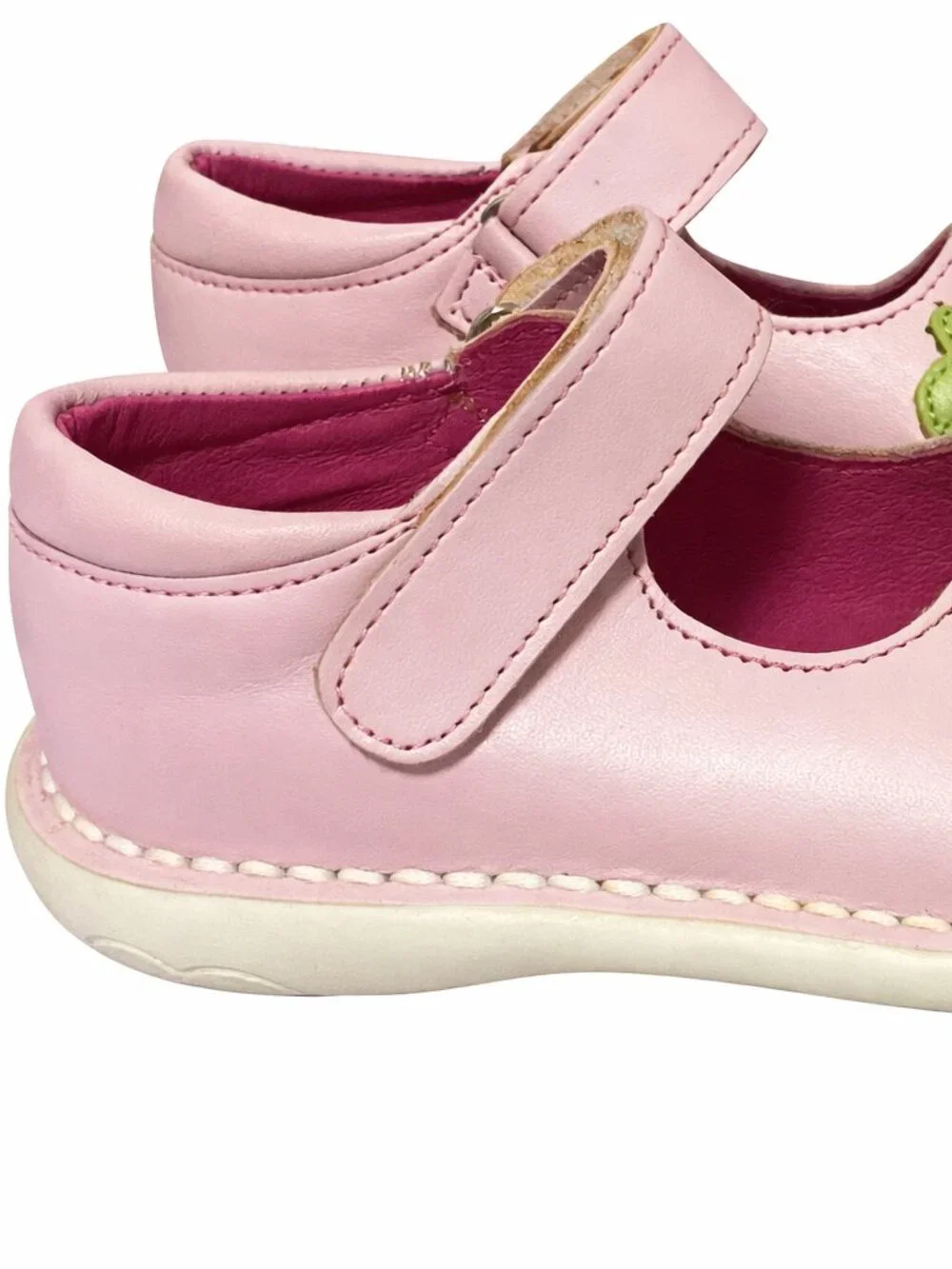 Faro, Spain Pink Real Leather Pink Girls Shoes mMary Janes Strawberry 8 NEW $90